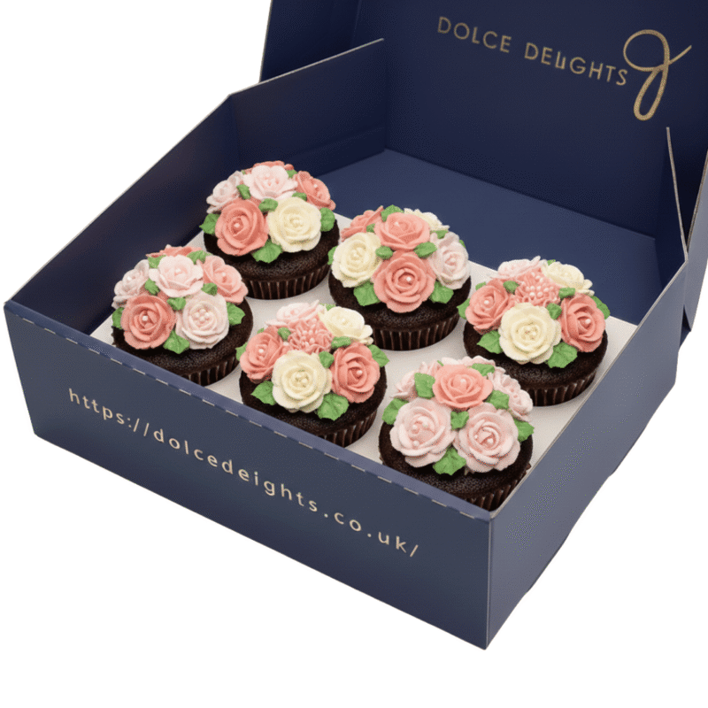 Pink and White Floral Cupcakes<br>Pack of 6