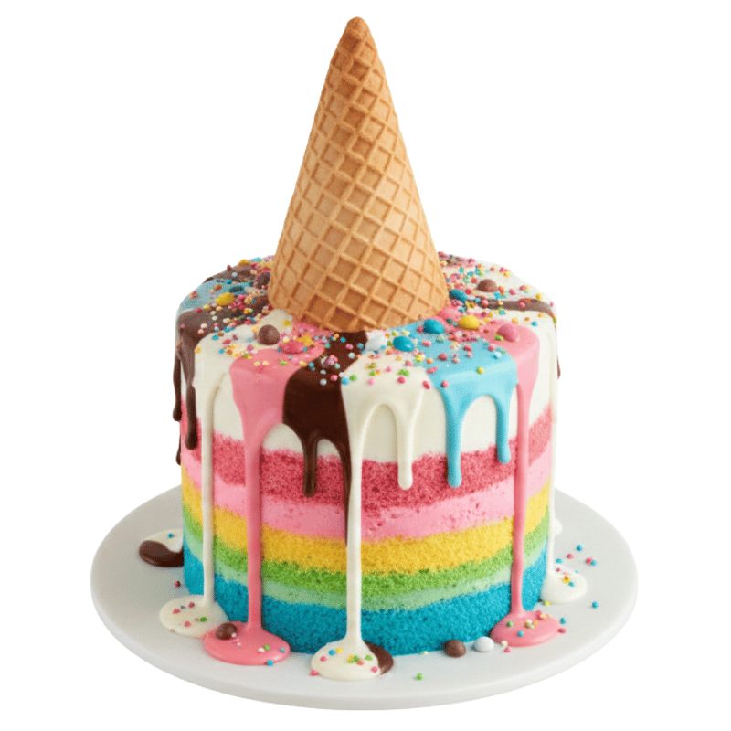 Melting Ice Cream Cone Birthday Cake